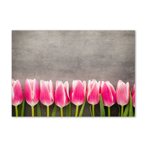 Glazen schilderij Roze tulpen