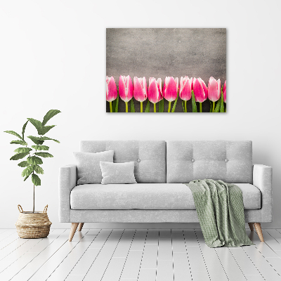 Glazen schilderij Roze tulpen