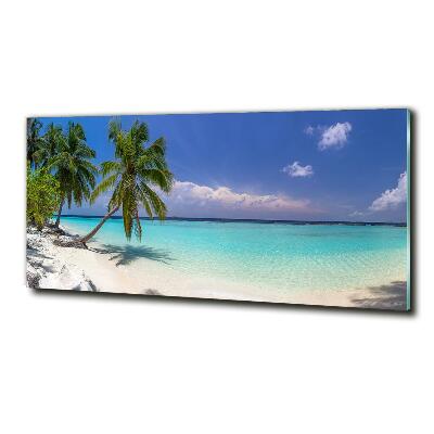 Schilderij glas Panorama van het strand
