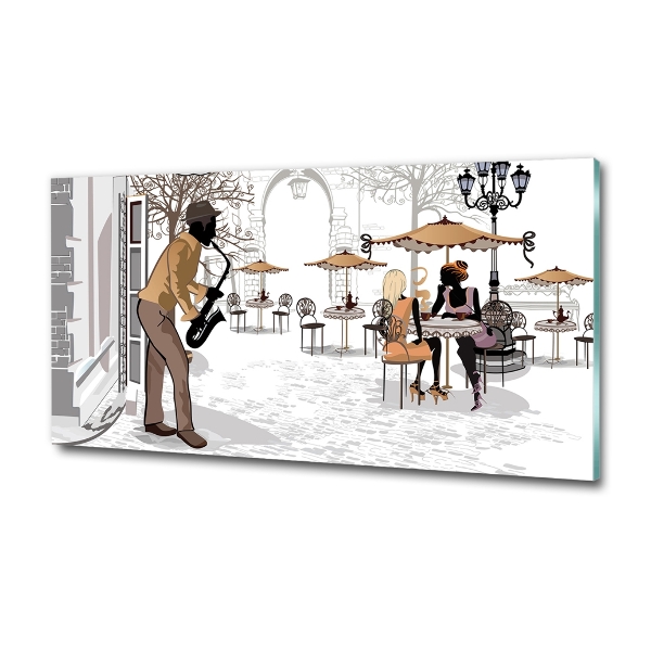 Schilderij op glas Straatmuzikant