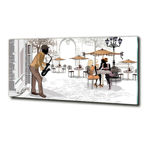 Schilderij op glas Straatmuzikant