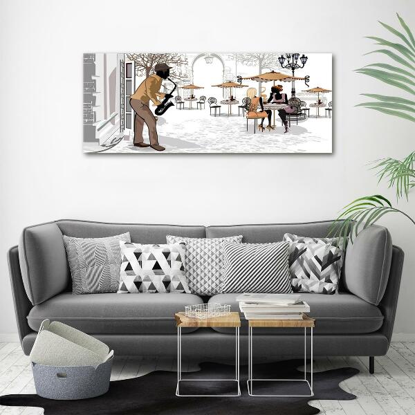 Schilderij op glas Straatmuzikant