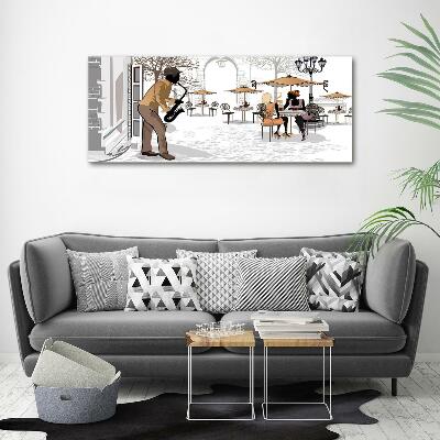 Schilderij op glas Straatmuzikant