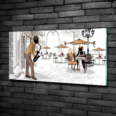 Schilderij op glas Straatmuzikant