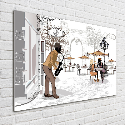 Schilderij op glas Straatmuzikant