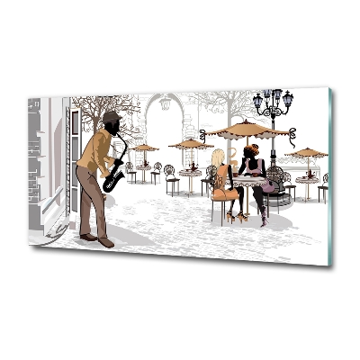 Schilderij op glas Straatmuzikant