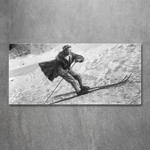 Schilderij glas Skiër