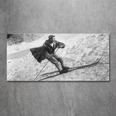 Schilderij glas Skiër