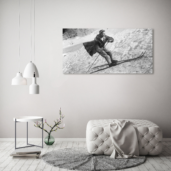 Schilderij glas Skiër