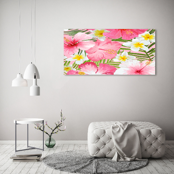 Schilderij op glas Tropische bloemen