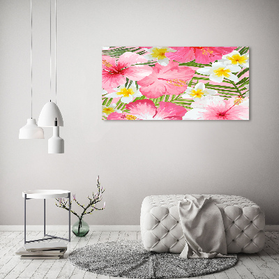 Schilderij op glas Tropische bloemen
