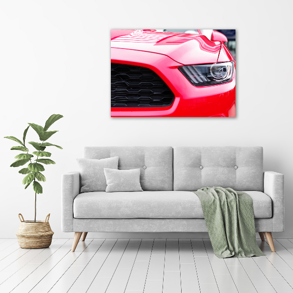 Schilderij glas Rode Mustang