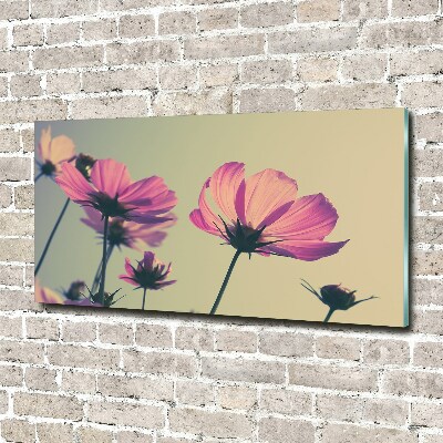 Schilderij glas Roze bloemen