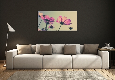 Schilderij glas Roze bloemen