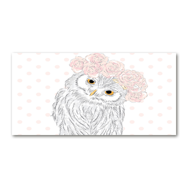 Glazen schilderij Uil in een krans