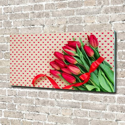 Foto schilderij op glas Hartvormige tulpen
