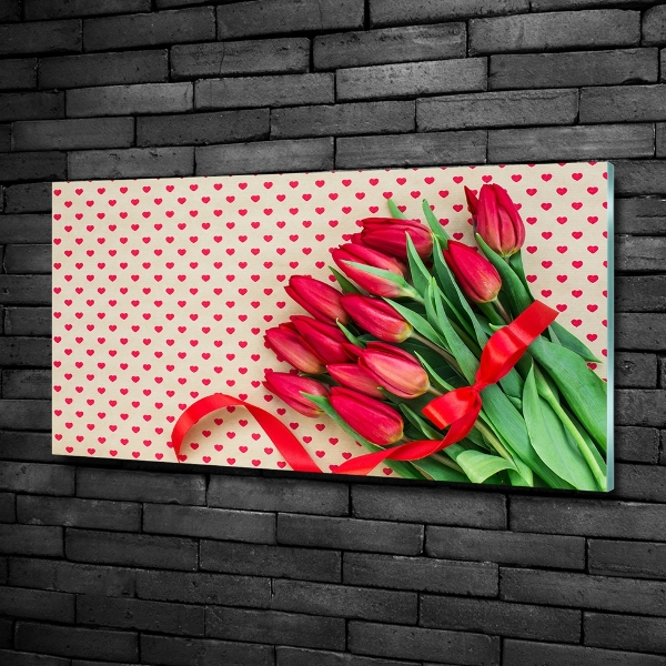 Foto schilderij op glas Hartvormige tulpen