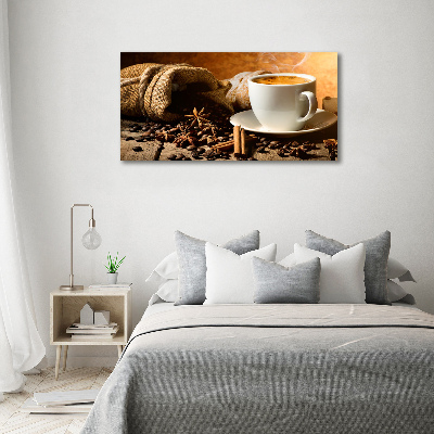 Foto schilderij op glas Koffie en kruiden