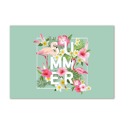Schilderij glas Vakanties en flamingo's