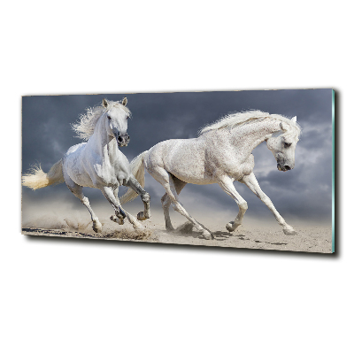 Schilderij op glas Witte paardenstrand