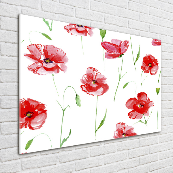 Schilderij op glas Klaprozen