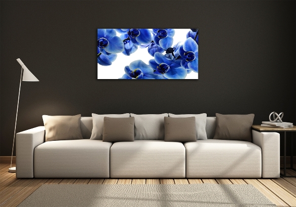 Glazen schilderij Blauwe orchidee