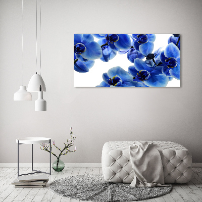 Glazen schilderij Blauwe orchidee