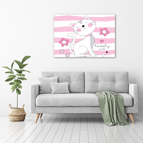 Foto schilderij op glas Witte kat