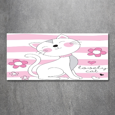 Foto schilderij op glas Witte kat