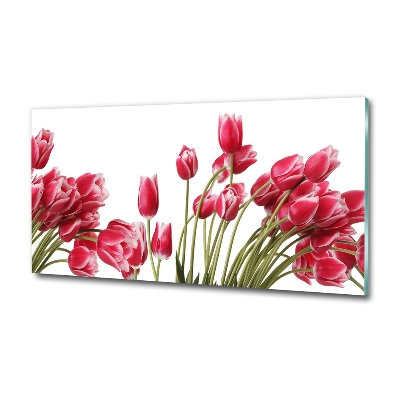 Glazen schilderij Rode tulpen