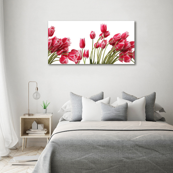 Glazen schilderij Rode tulpen