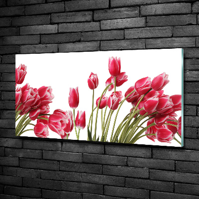 Glazen schilderij Rode tulpen
