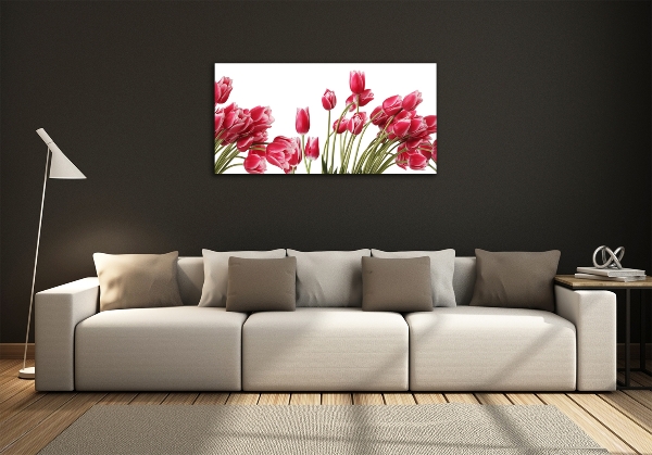 Glazen schilderij Rode tulpen