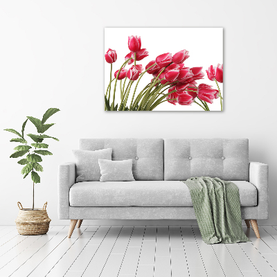 Glazen schilderij Rode tulpen