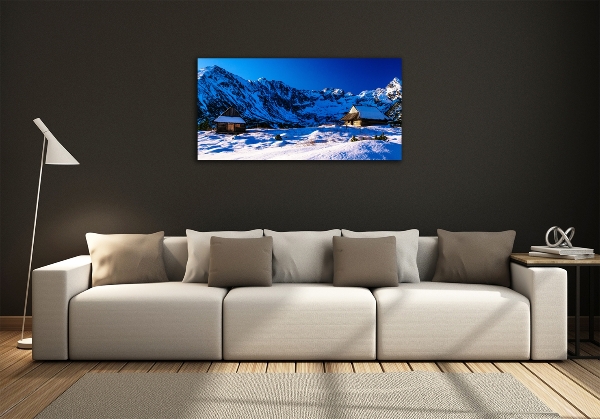 Schilderij glas Huizen in het Tatragebergte