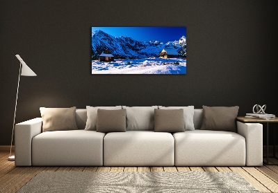 Schilderij glas Huizen in het Tatragebergte