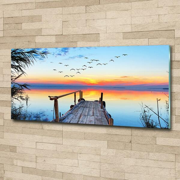 Schilderij op glas Steiger aan het meer