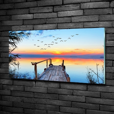 Schilderij op glas Steiger aan het meer