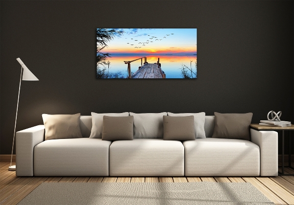 Schilderij op glas Steiger aan het meer