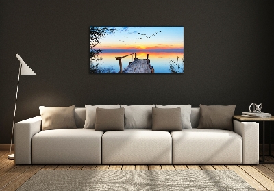 Schilderij op glas Steiger aan het meer