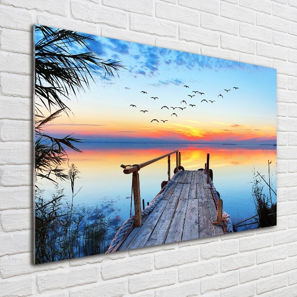 Schilderij op glas Steiger aan het meer