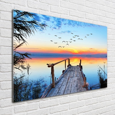 Schilderij op glas Steiger aan het meer