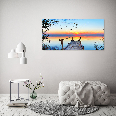 Schilderij op glas Steiger aan het meer