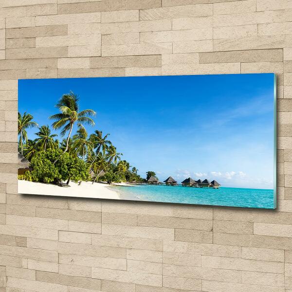 Schilderij glas Caribisch strand