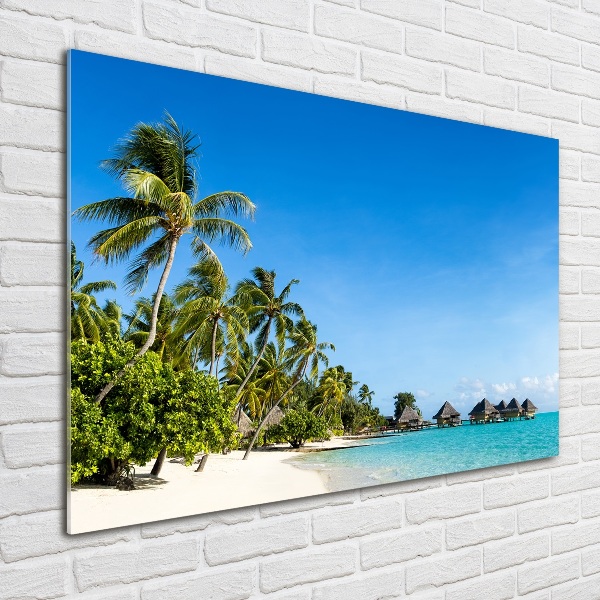 Schilderij glas Caribisch strand