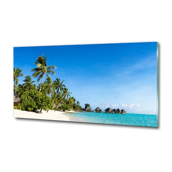 Schilderij glas Caribisch strand