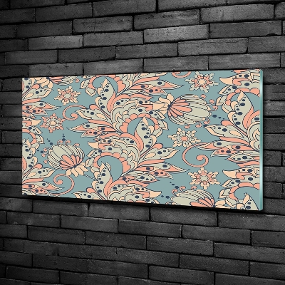 Schilderij op glas Etnische bloemen