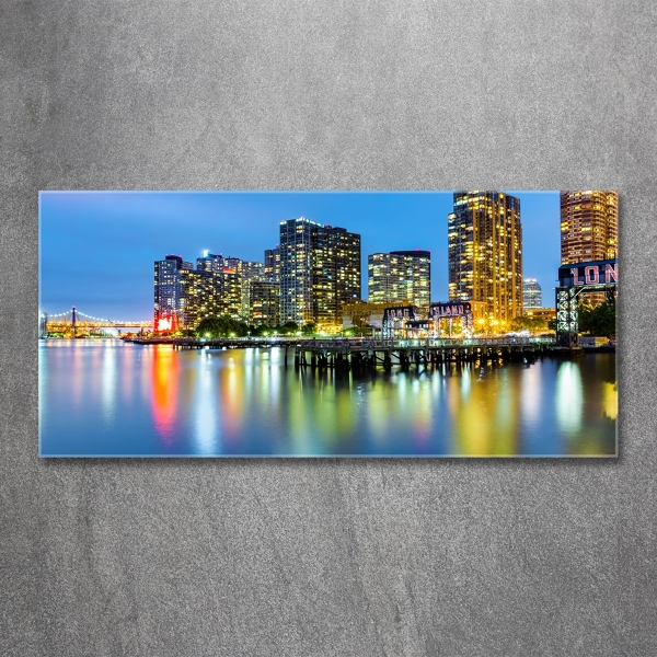 Schilderij op glas New York 's nachts