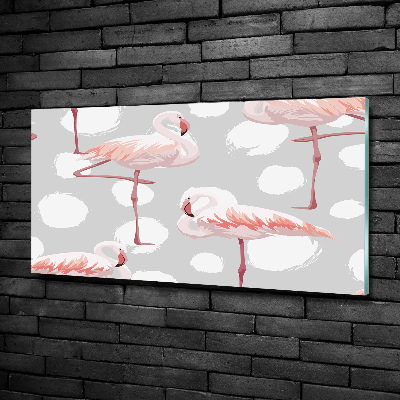Foto schilderij op glas Flamingo's