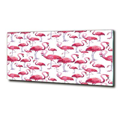 Schilderij op glas Flamingo's